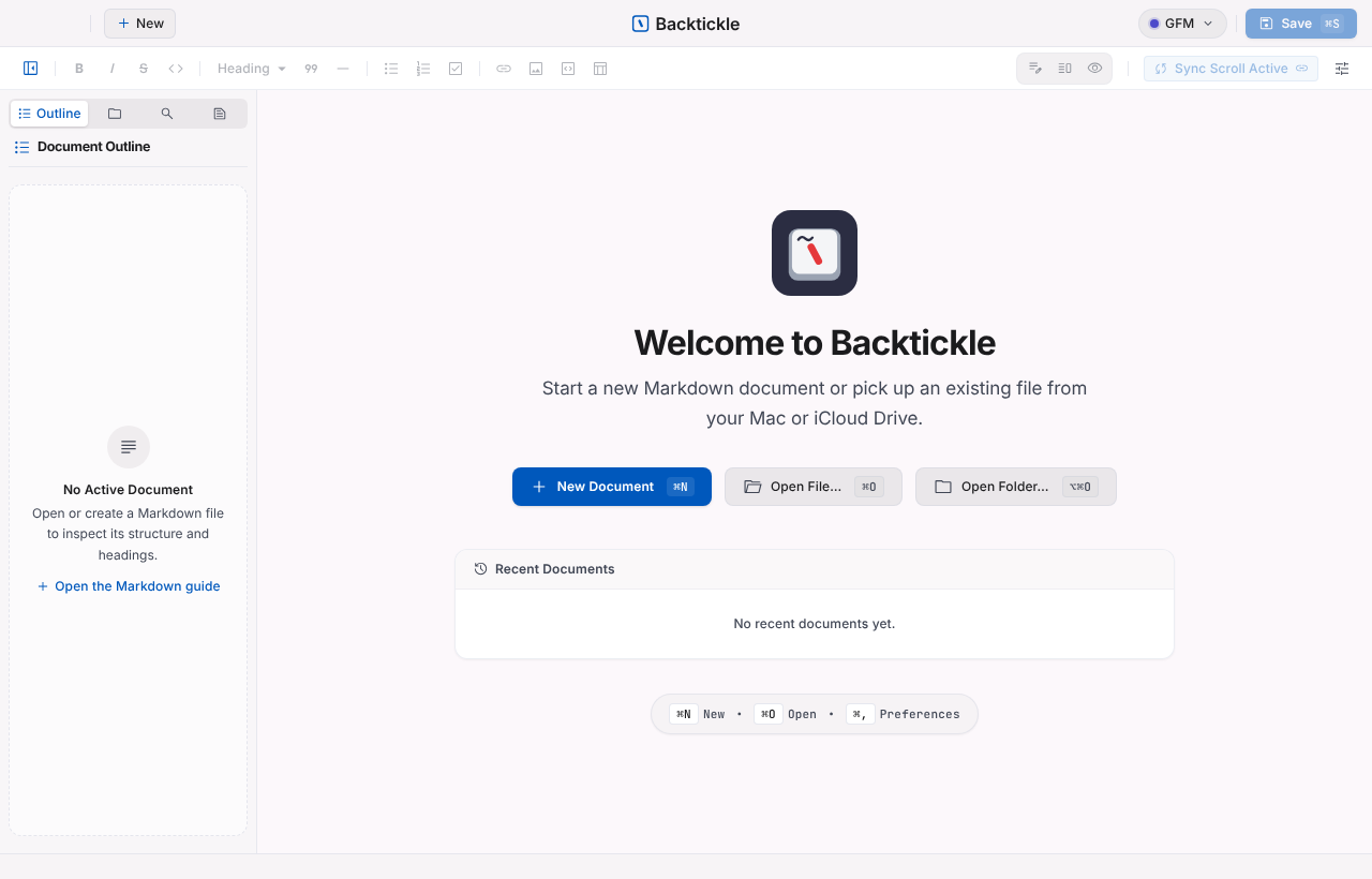 The welcome screen